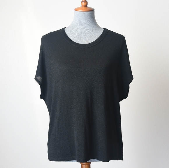 RtA Metallic Stretch-knit T-shirt In Black - Picture 3 of 8